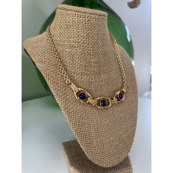 TRIFARI™ Gold Tone with Purple Cabochons Necklace 17 inch - Picture 2 of 7